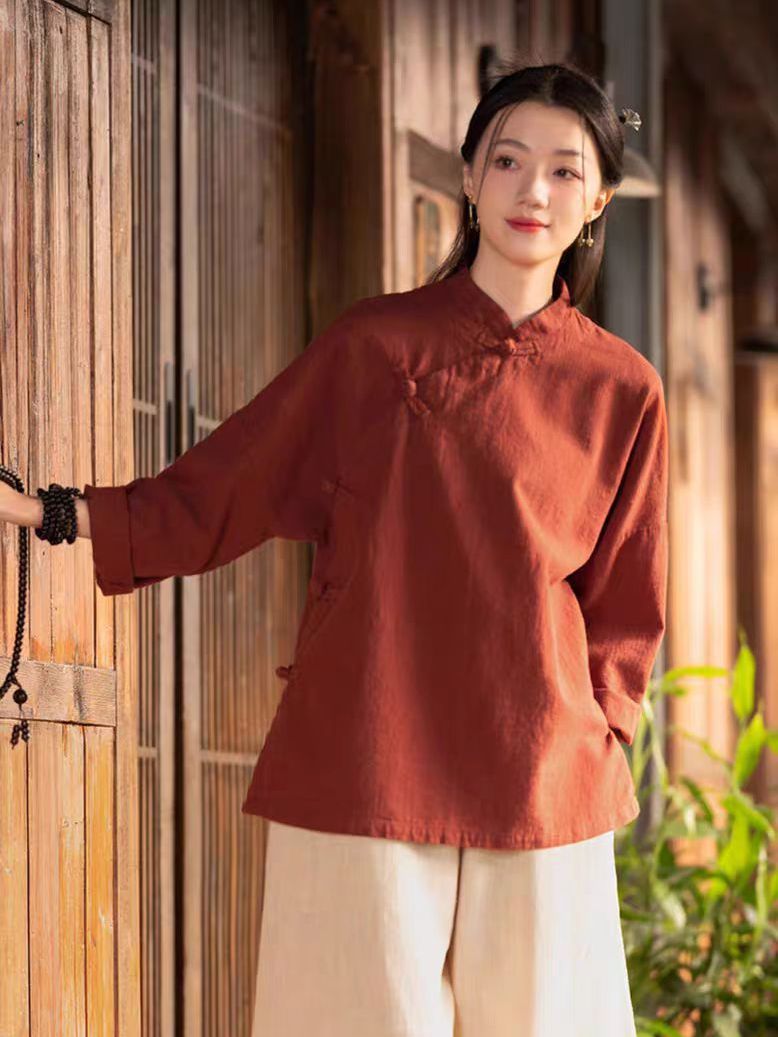 Linen Pant Wide - New Chinese Style Loose Long Sleeve