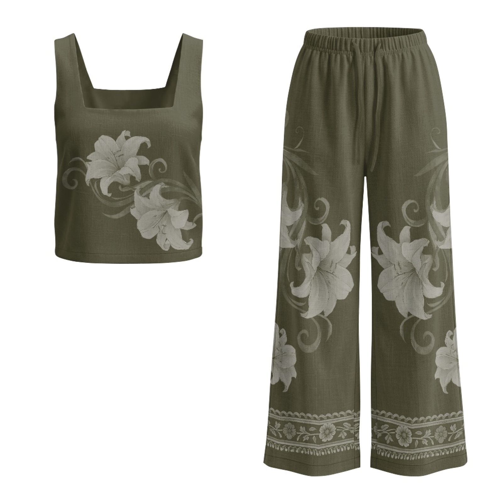 Linen Pant Wide - INSTANTARTS Women’s Linen Vest Set Women’s
