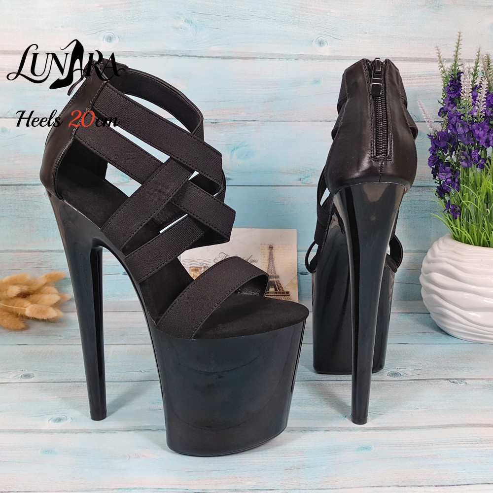 Womens 20cm/8Inch Black Strapp - огляд і ціна Sandal Strappy Heeled