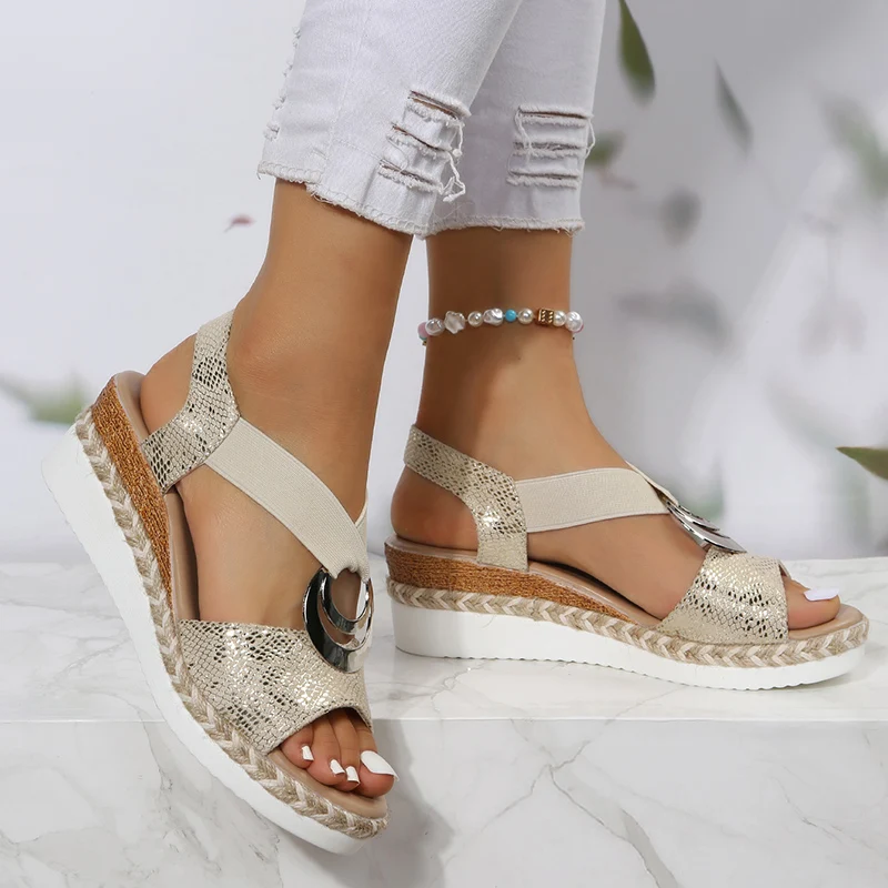 Metal Buckle Wedge Sandals for - огляд і ціна Wedge Espadrille Women