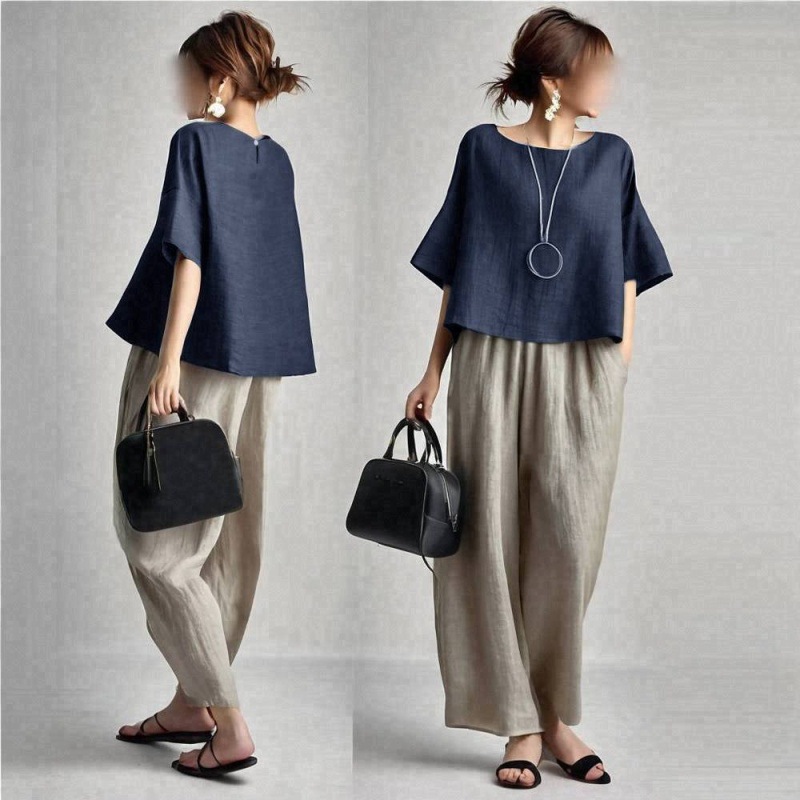 Two Pieces Women Pant Sets Sol - огляд і ціна Linen Pant Wide